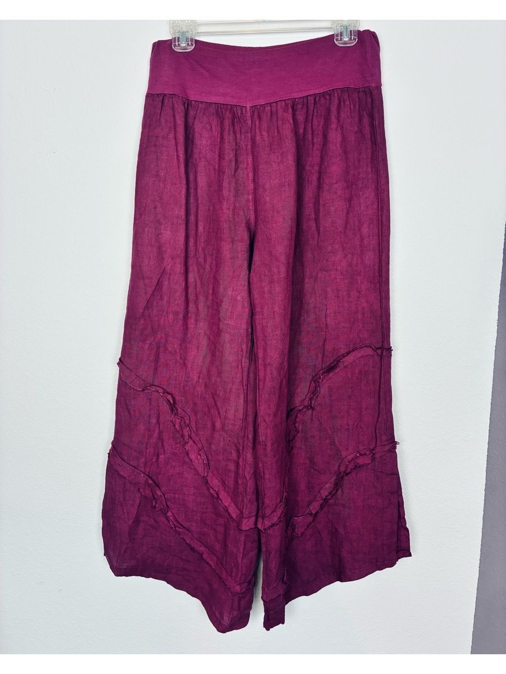 Italian Cotton Lineny Wide Leg Assymeyric Layered Palazzo Pants